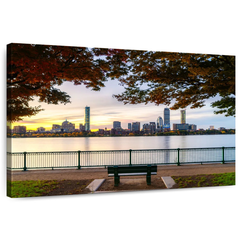 Sireci Boston Skyline In Autumn, 34" H x 51" W