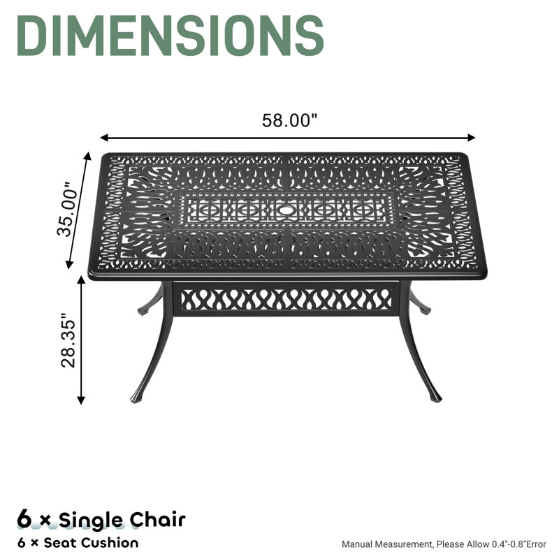 Table de salle à manger rectangulaire pour l'extérieur L 58 po x l 35 po