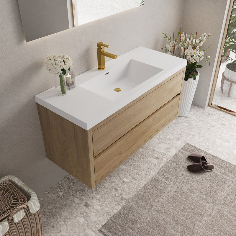48" Wall-Mounted Bathroom Vanity With Sink