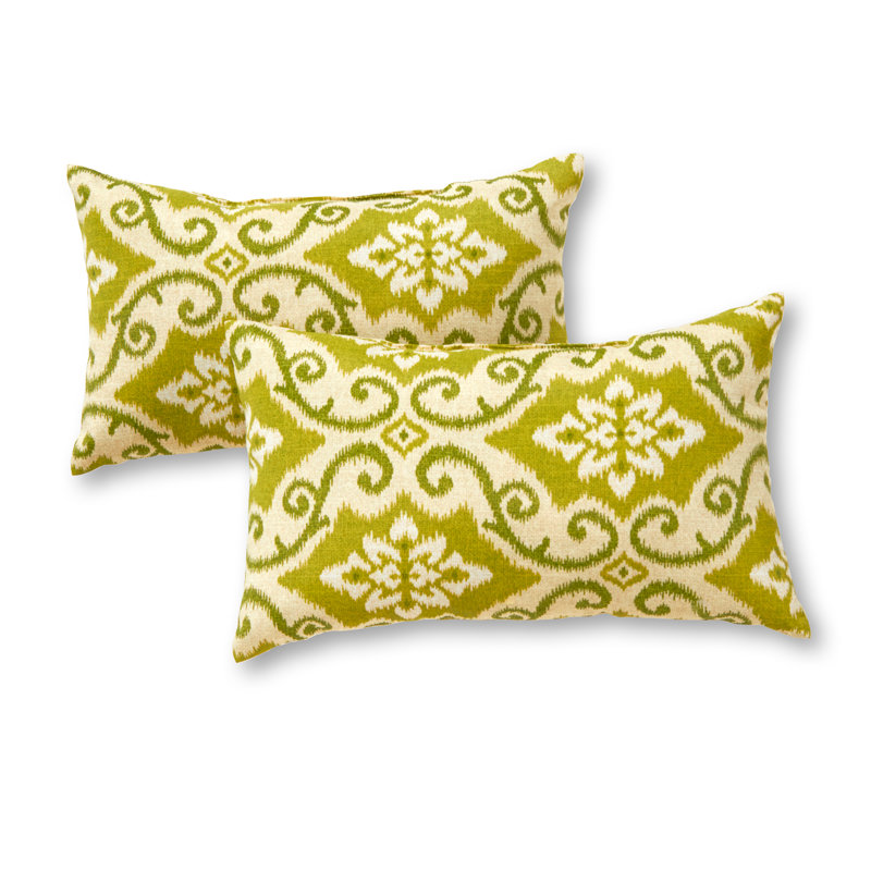 Coussin lombaire intérieur / extérieur Henrich, Shoreham à motif ikat, Ensemble de 2