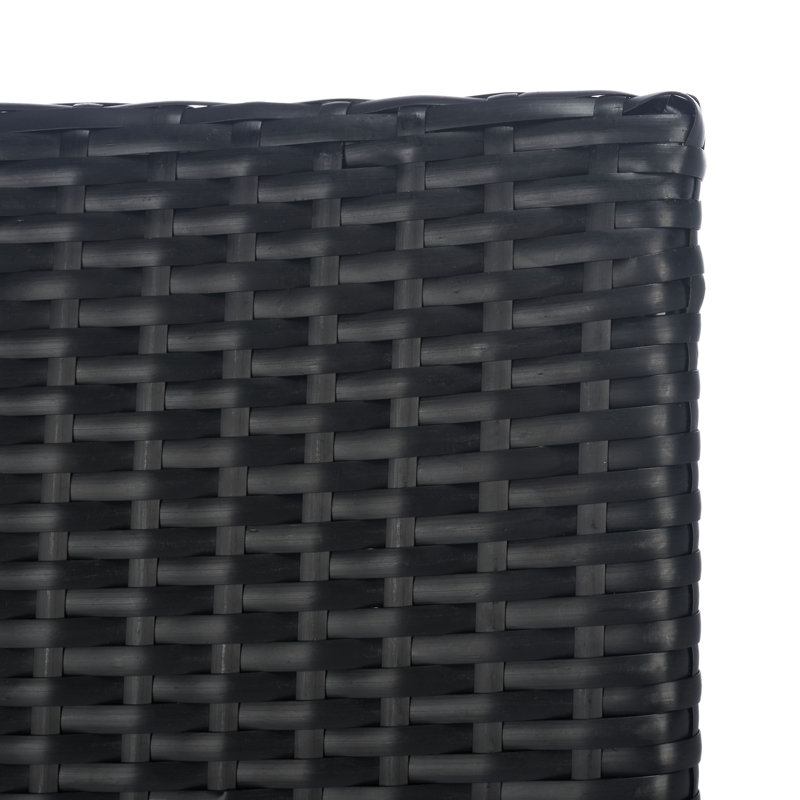 Laina Black Wicker 4-Person Outdoor Dining Set with White Cushions