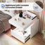 Diamond-Textured 2 - Drawers Bedside Table with Hidden Storage and Lockable, Modern Nightstand with Human Sensor Light-1165680456