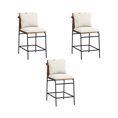 Tabouret de bar de cuisine scandinave à hauteur de comptoir avec revêtement bouclé et pieds en métal