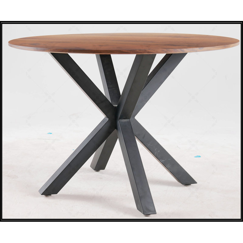 Table de salle à manger 42,1 "de style Mid-Century NOIR pour 4 à 6 personnes avec plateau rond en MDF, Noir mat, Noir