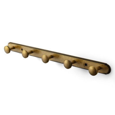  Portemanteau mural en alliage de zinc, portemanteaux et crochets en laiton antique et bronze champagne, rail à 3 crochets et 5 poignées pour garde-robe de salle de bain