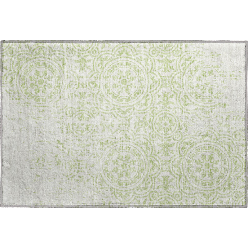 Premium Machine Washable Prisco Aloe Rug, Rectangle 1'8" x 2'6"