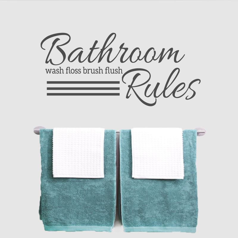Décalcomanie murale règles de salle de bain, Gris foncé