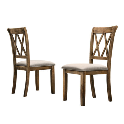 2 chaises rembourrées en tissu - Assise rembourrée en mousse avec revêtement brun l 20 po x P 19 po H 38 po Finition chêne rustique Confortable