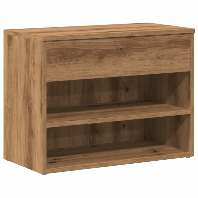 4 Pair Shoe Storage Bench, Oak Handcrafted