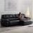 Black Faux Leather Modular Sofa cushion couch-1201565871