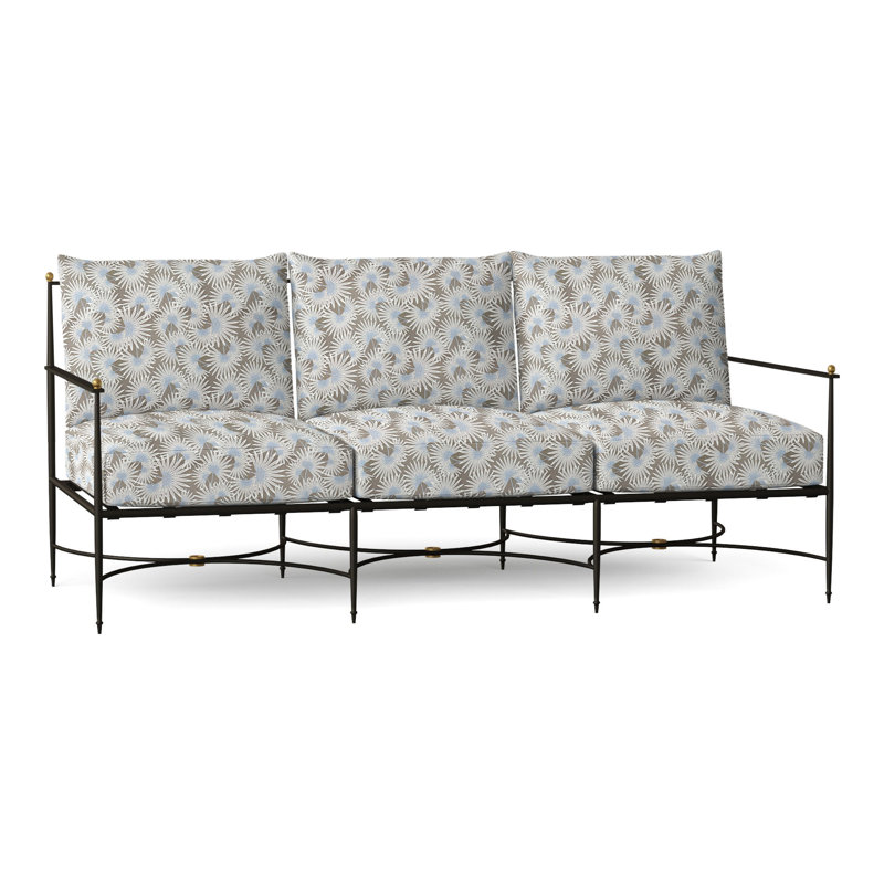 Roma 77" Wide Outdoor Patio Sofa with Cushions, No Welt, Perigold Etta Vapor