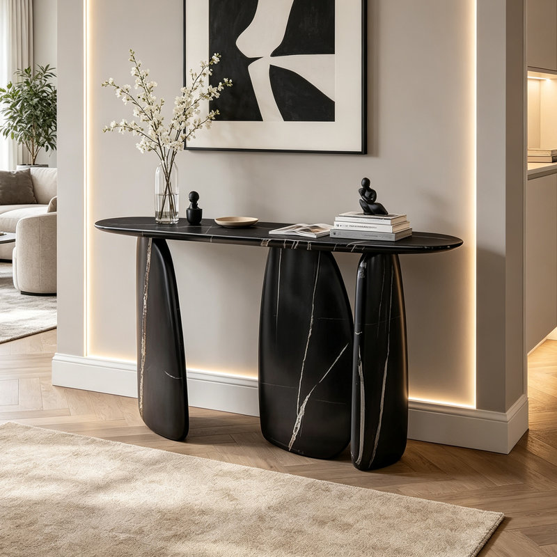 Console artistique en fibre de verre, Noir, Black, Noir