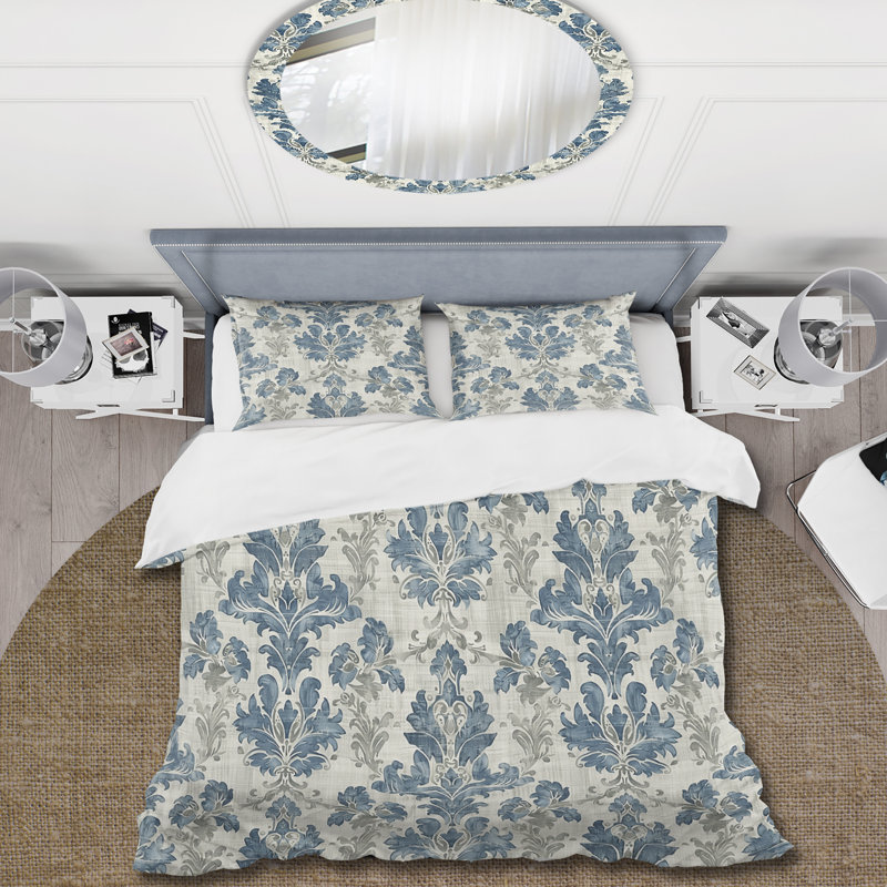 Ensemble de housse de couette bleuet et argenté Country Chic I - Country, Housse de couette simple + 2 taies décoratives st
