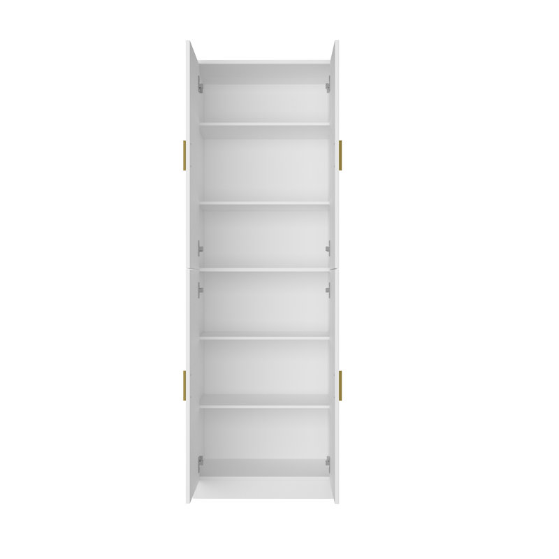 Petite bibliothèque l 23,2 po avec armoires, Blanc