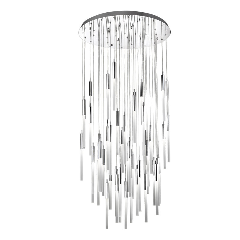 Polished Nickel 51-Light Glass LED Cluster Pendant