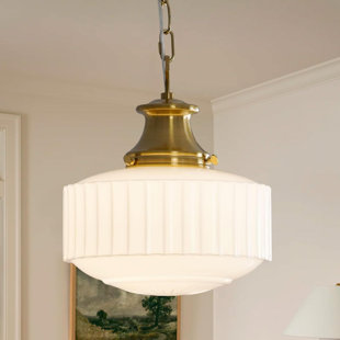 10.63-inch white pleated glass chandelier