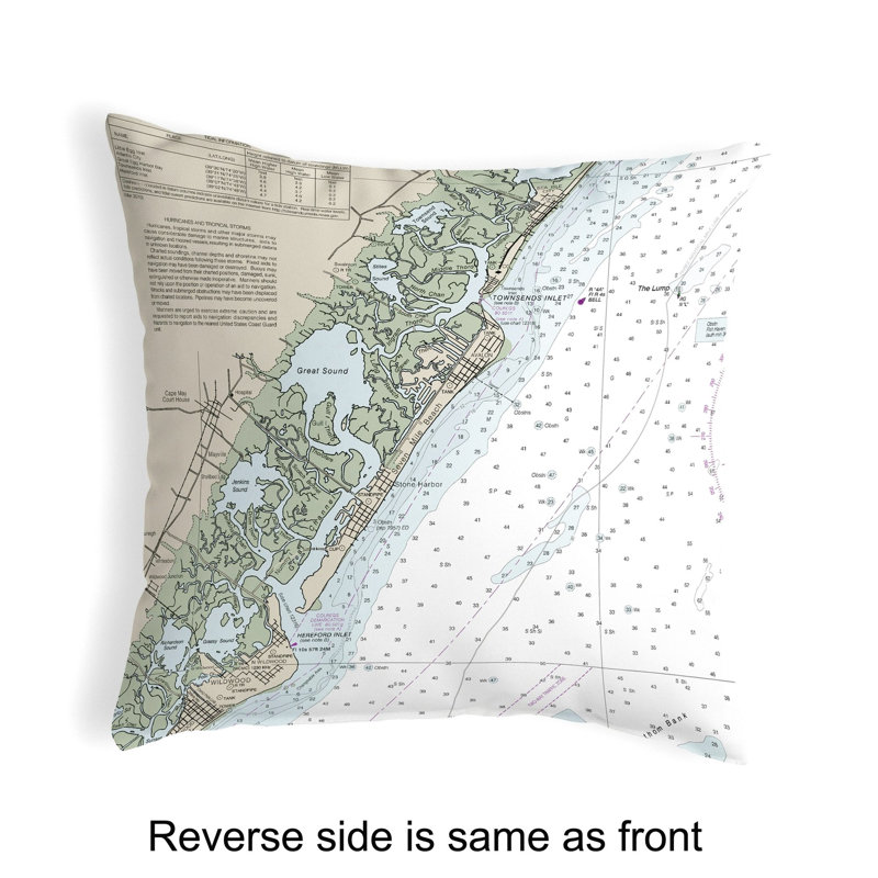  Housse et insert de coussin carré extérieur Little Egg Inlet to Hereford Inlet - Avalon, NH