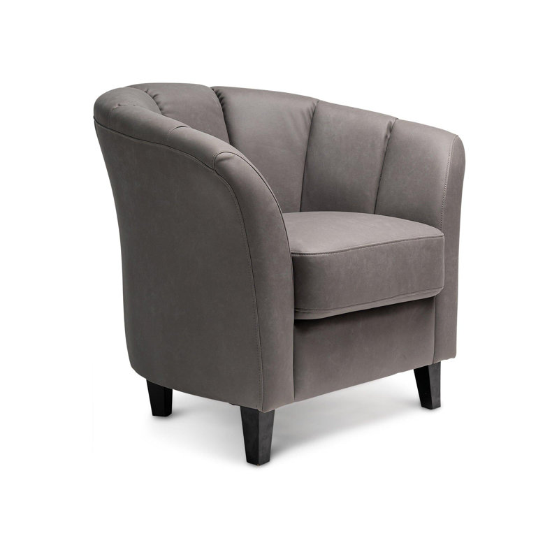 Sligo Upholstered Fabric Barrel Chair, Steel Grey, Oak