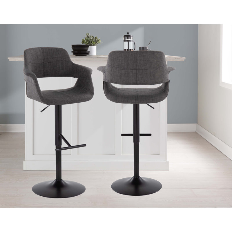 Tabouret de bar Arabelle, Noir, Gris anthracite