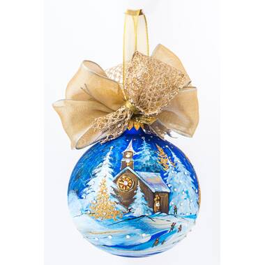 Northlight 4ct Clear and Frosted Winter Tree Glass Christmas Ball