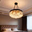 Lustre en cristal 6 lumières semi-encastré noir moderne à 6 lumières de 23,6 po pour la chambre à coucher, la salle à manger, la cuisine et le vestibule