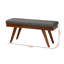 Banc de salle à manger rembourré en bois gris moyen Ismail, H 17,46 po x l 41,06 po x P 15,18 po Ismail