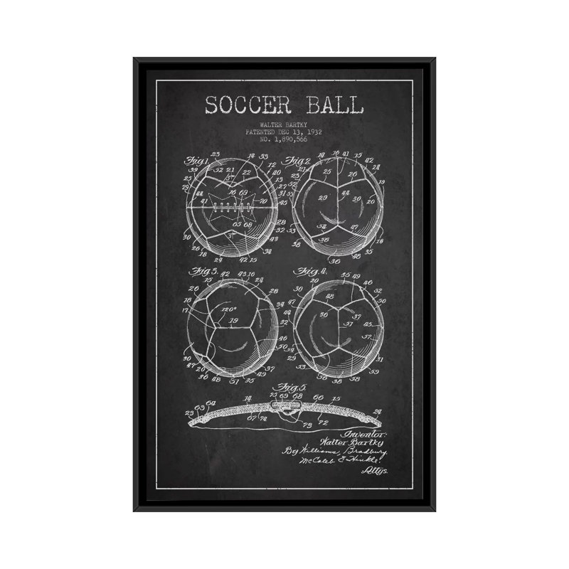 «Bartky Soccer Ball» par Aged Pixel, impression sur toile tendue, H 26 po x l 18 po x P 1,5 po, Toile avec cadre noir