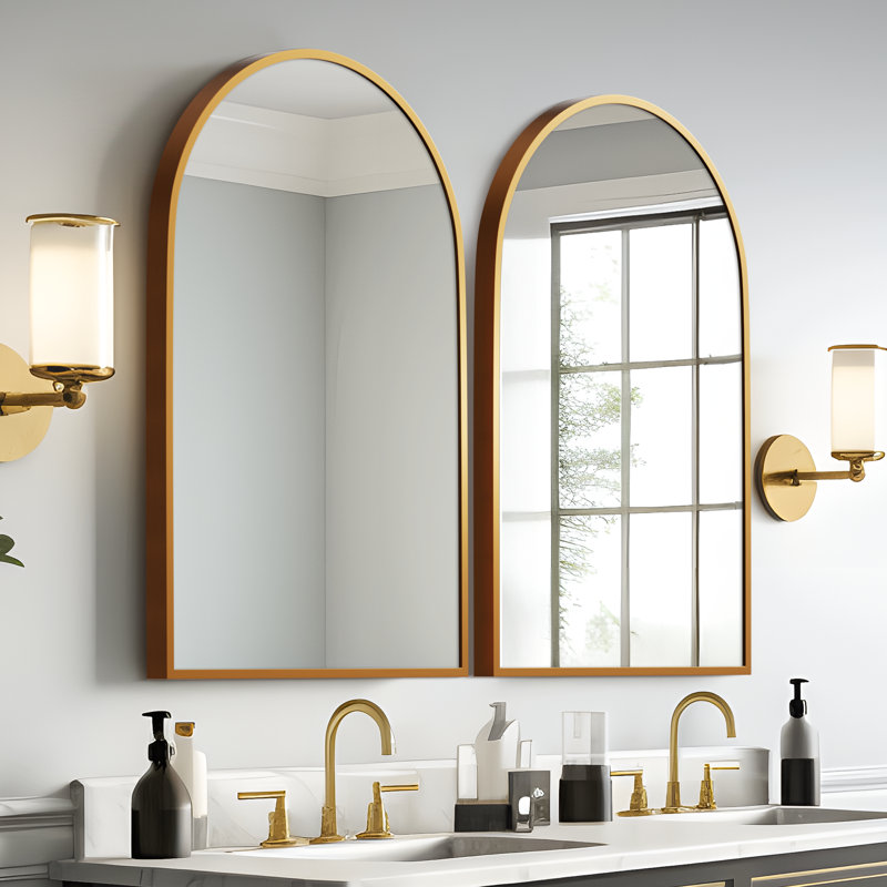 Vercher Metal Arched Bathroom/Vanity Mirrors, Gold