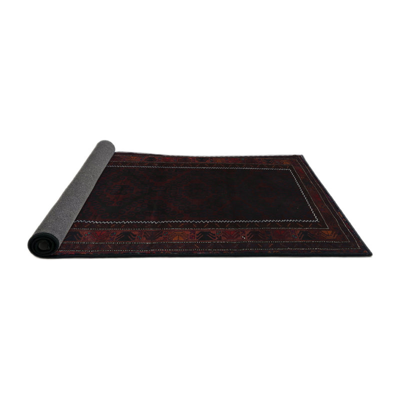 Tapis noir/rouge traditionnel Cheatom, Carré 6 pi