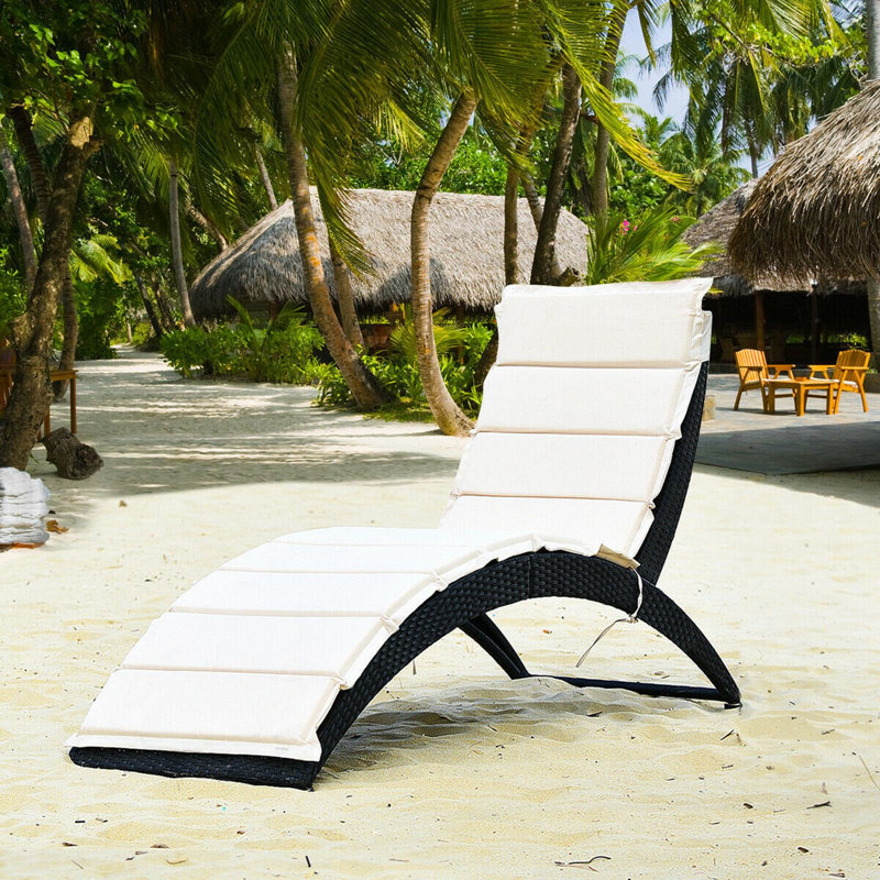 Outdoor Metal Chaise Lounge , Cushion Included, Red