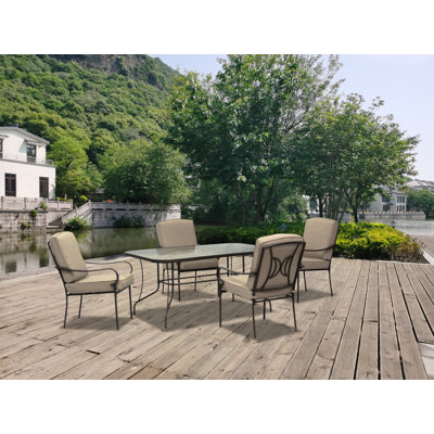 Wortley Rectangular 4 - Person 60" Long Dining Set with Cushions by Red Barrel Studio