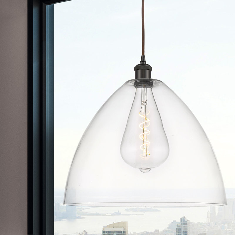 Haruka 1 - Light Single Pendant, Clear, 18.75" H x 16" W x 16" D, Oil Rubbed Bronze