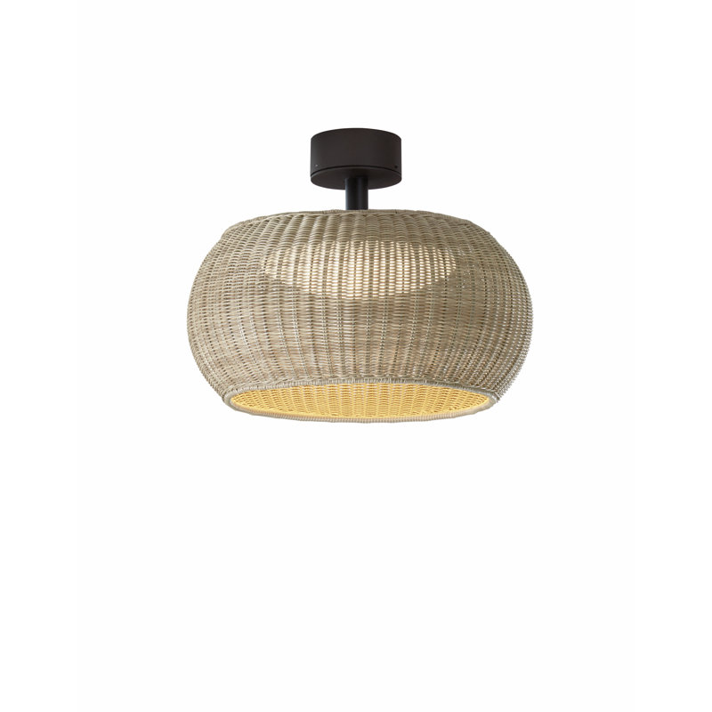 Perris Synthetic Polyethylene Fiber LED Semi Flush Mount, Light Beige