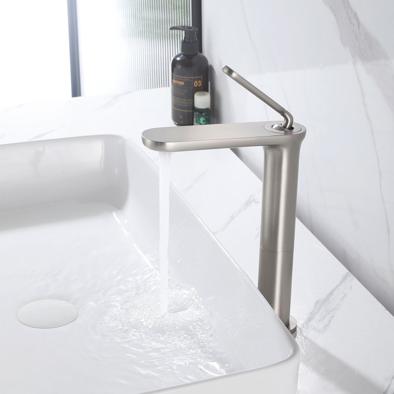 8.6" Height Modern Single Handle Vessel Sink Bathroom Faucet, Brushed Nickel