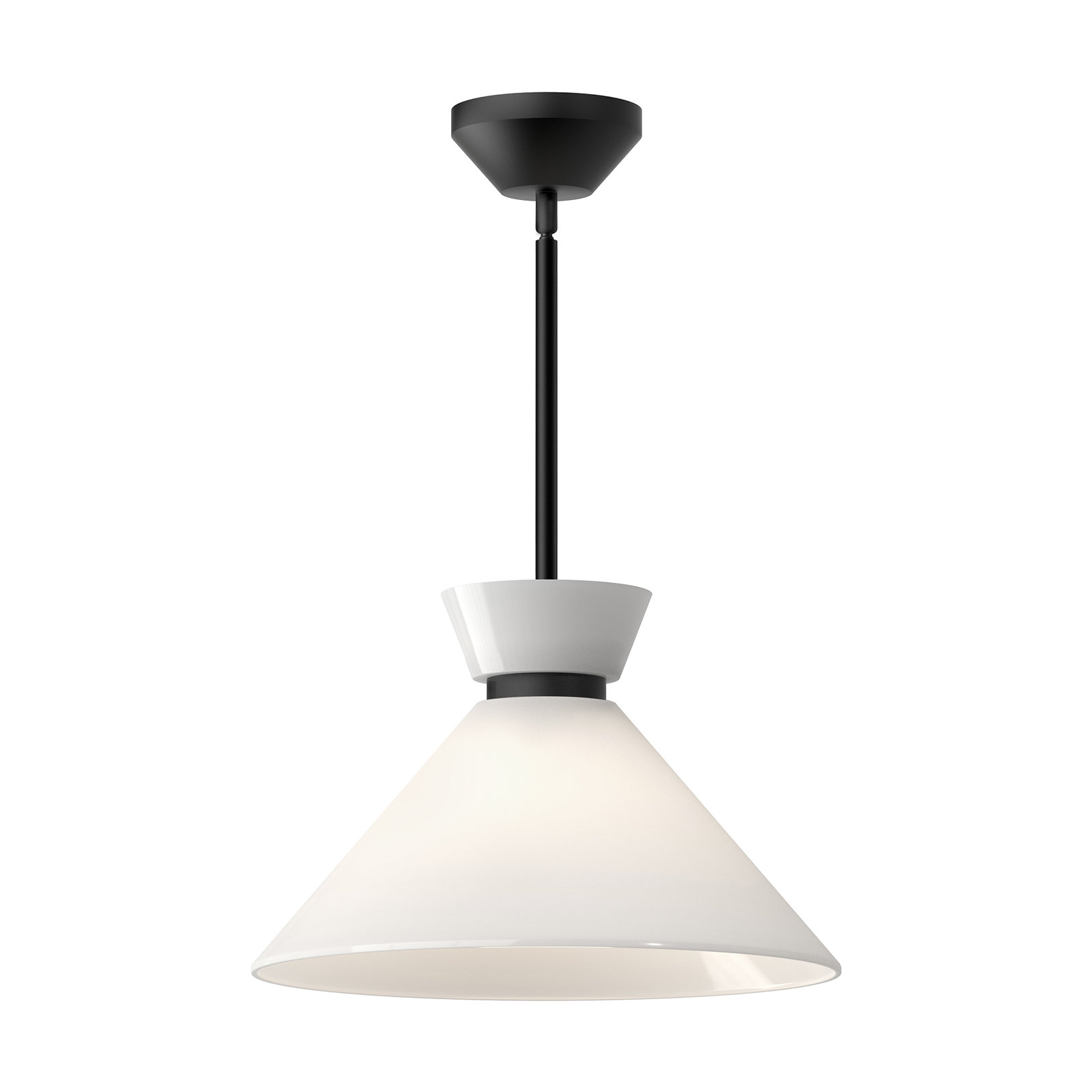 Rafaella Single Light Glass Pendant, Matte Black, 9" H x 14.125" W x 14.125" D