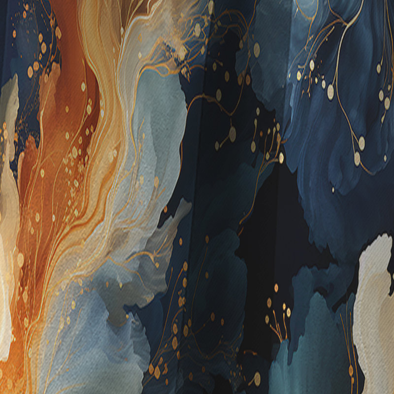 Orange et bleu sarcelle Astral Marble Dreams - Rideau occultant en marbre abstrait - 1 panneaux, L 52 po x L 95 po