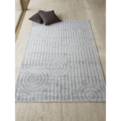 Rectangle Uzu Viscose Area Rug in Grey