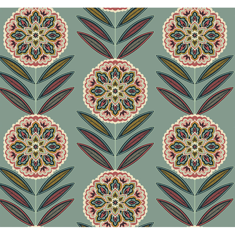 Rouleau de fleurs Addix, Bleu sarcelle / rose / crème