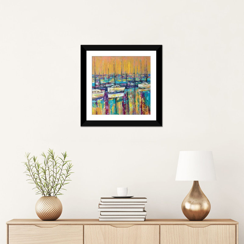 « harbor », impression sur toile, H 16 po x l 16 po x P 1 po, Papier avec cadre noir, Blanc