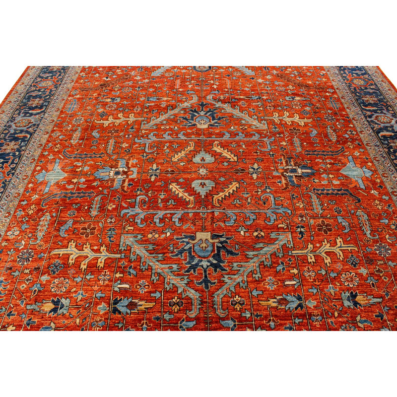Tapis traditionnel bleu et rouille 10 x 14