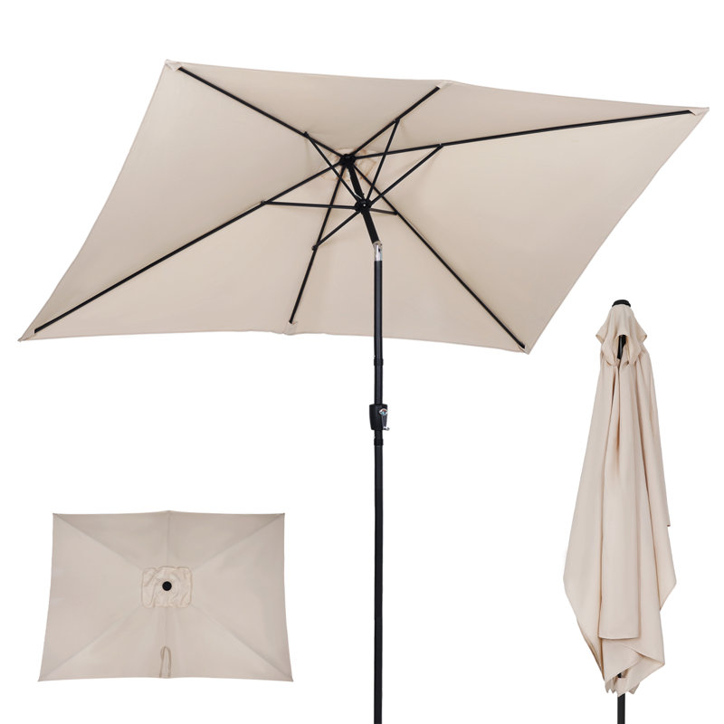 3M Large Square Paraso with UV, Garden Sun Shade Canopy Patio Outdoor Umbrella, Beige