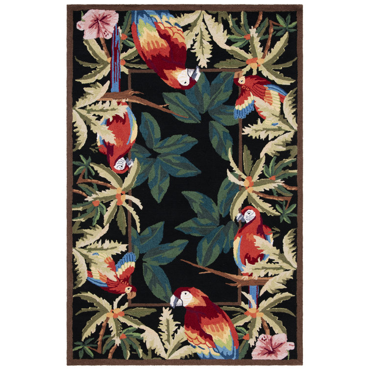Hogle Hand Hooked Wool Floral Rug