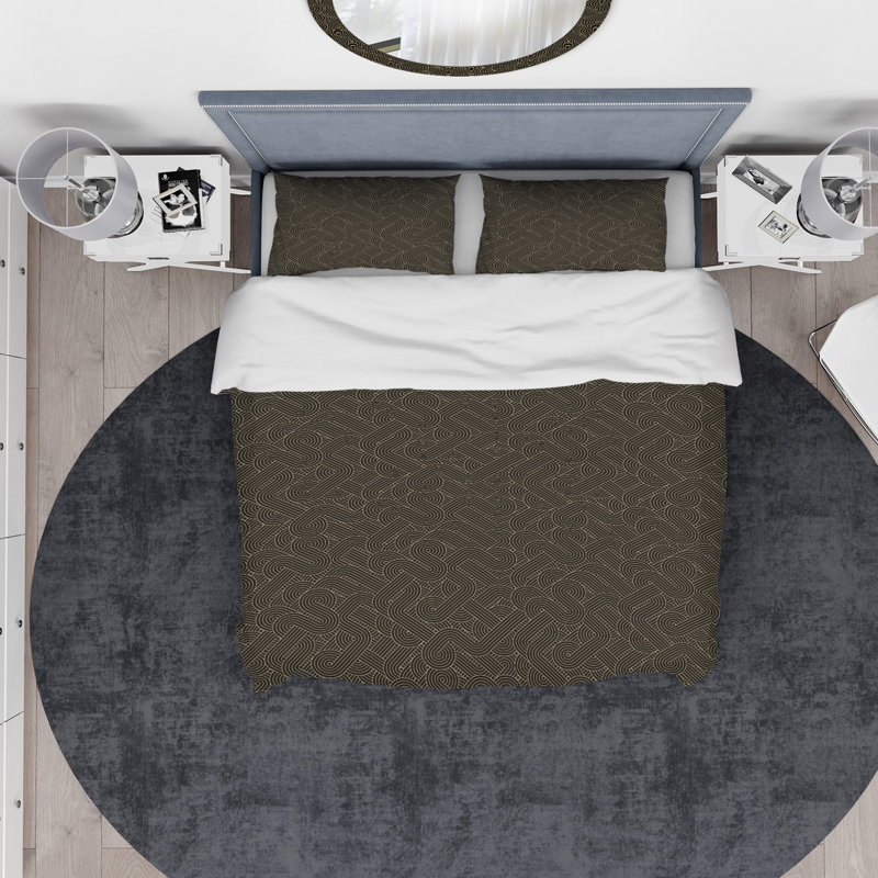 Traditional Polyester Geometric Shapes Duvet Cover, Twin Duvet Cover + 1 Sham