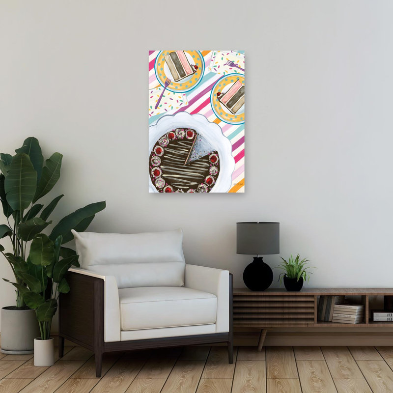 Celebrate With Cake II Contemporary Wall Art Print 1 Piece Wrapped Canvas Wall Art, 91.44cm H x 60.96cm W
