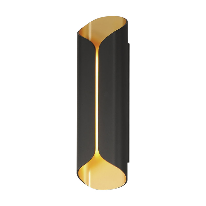 Alessandrino Aluminum LED Wall Light, Gold/Black, 20" H x 6.25" W x 3.25" D
