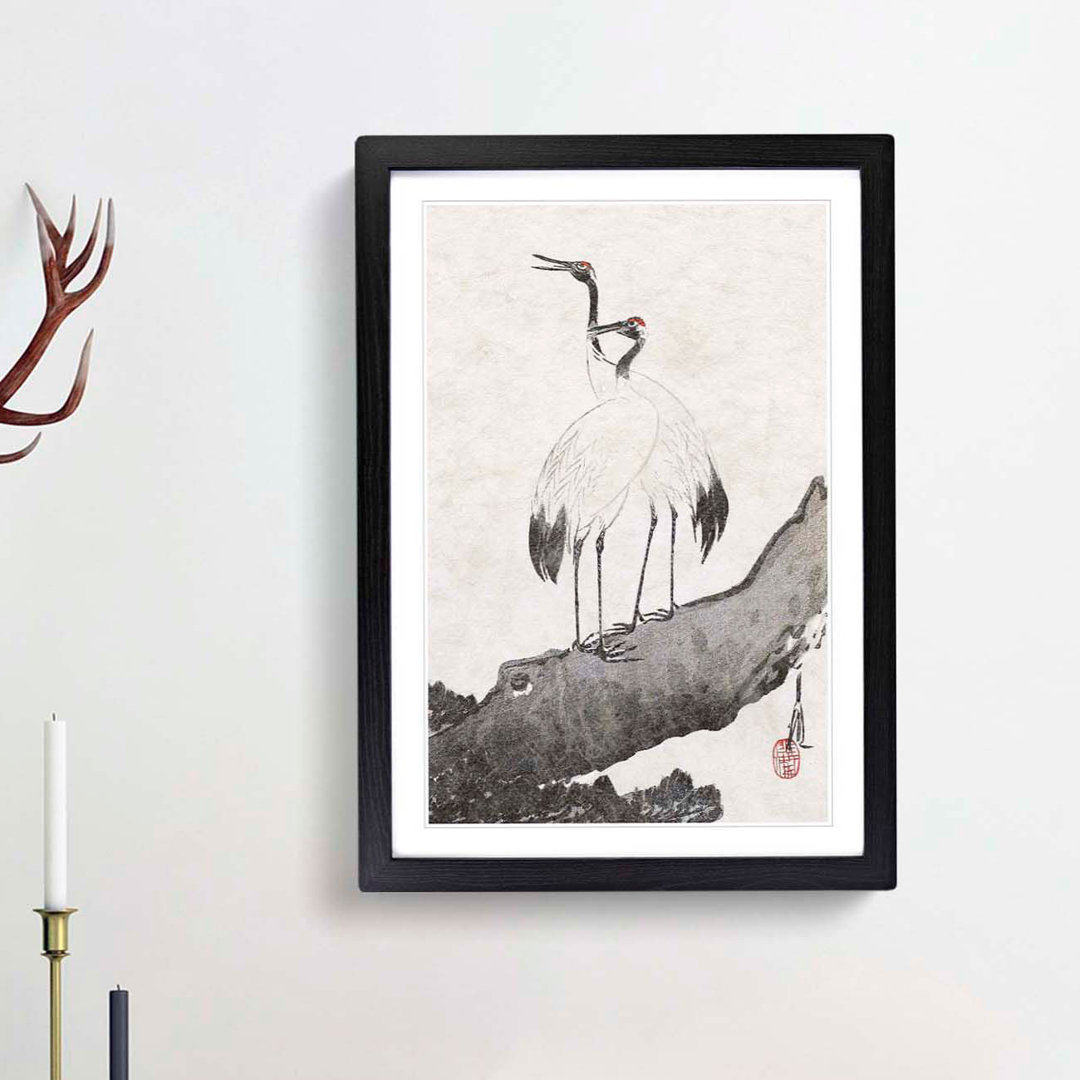 Two Cranes by Ogata Gekko - Framed Print