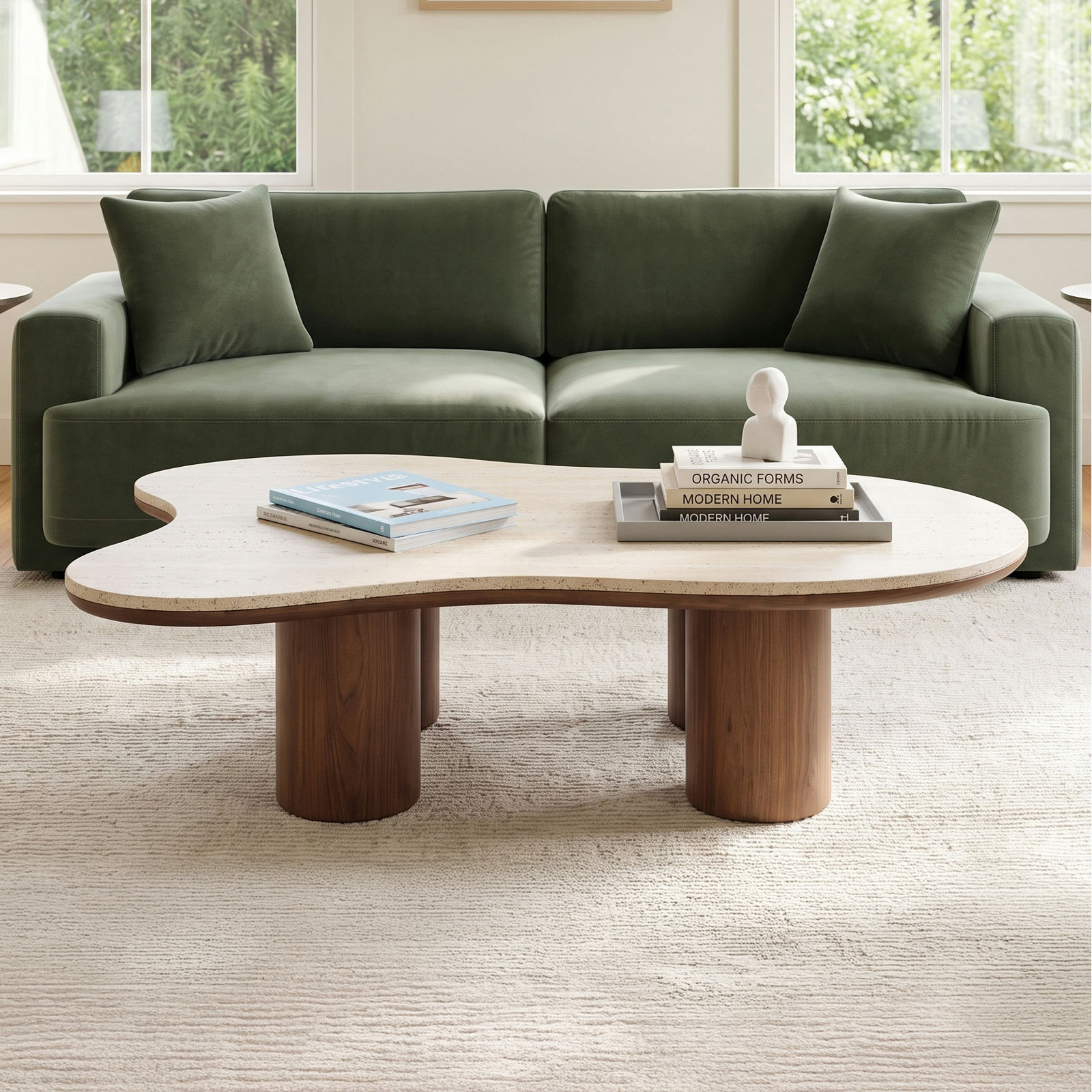 Masiyah Cloud Coffee Table, Light Yellow/Brown