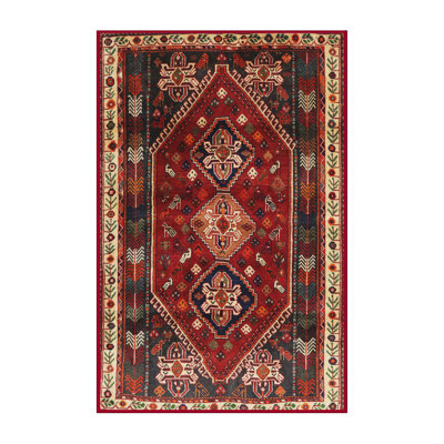 Tapis oriental en laine / polyester tissé à la machine oriental beige / noir / orange