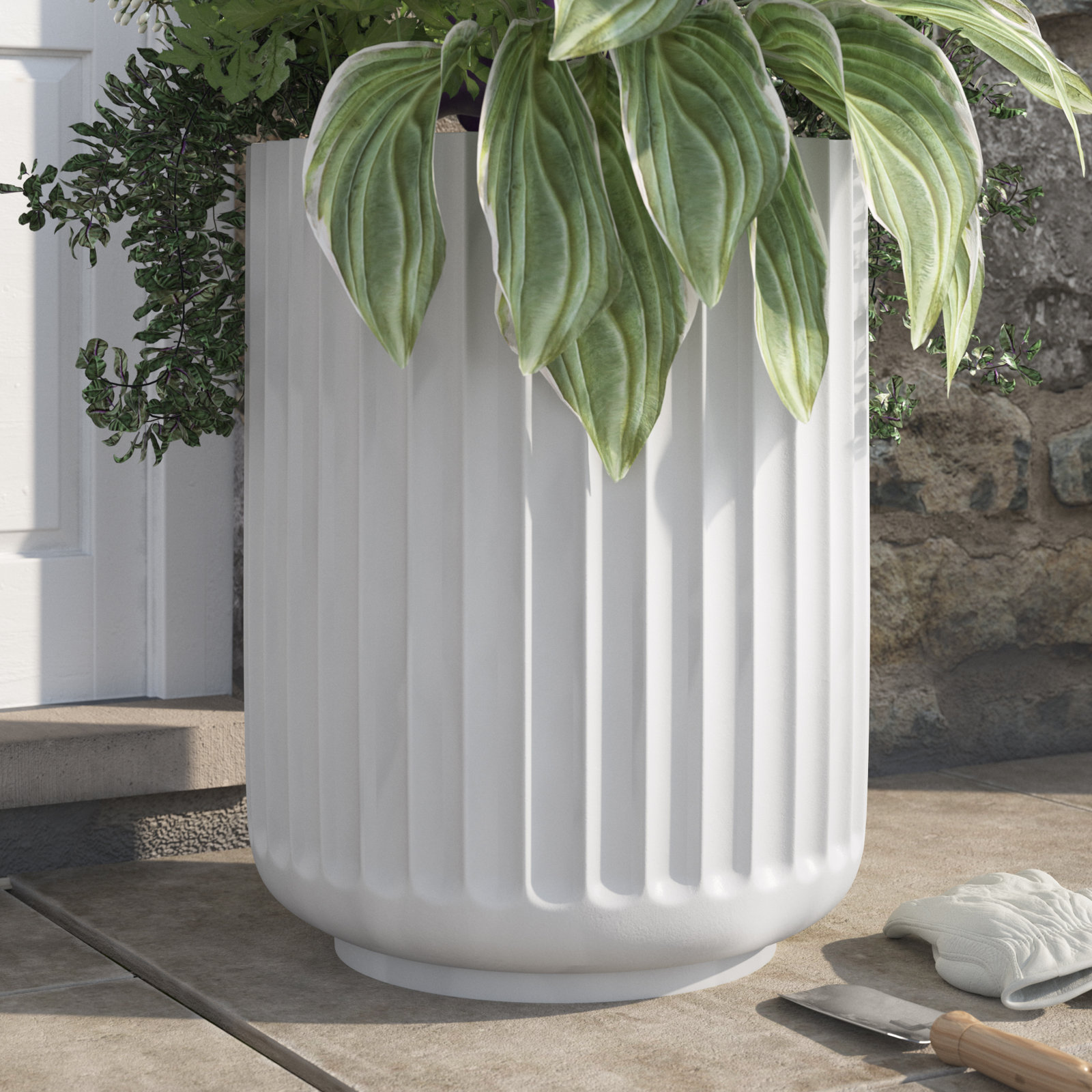 Allenville Fiberstone Planter, White, 22.5" H x 17" W x 17" D
