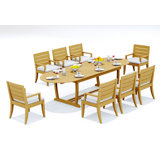 6 Seats 7 Pcs Grade-A Teak Wood Dining Set: 94" Mas Oval Trestle Leg Table And 6 Atnas Arm Chairs #11AT2306